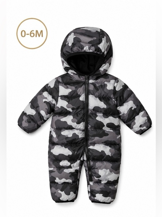 Michael Kors Other - Michael Kors Baby Hooded One-Piece in Black and Gray Camo